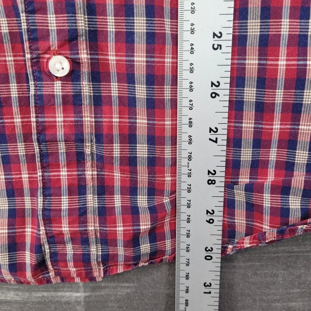 J. Crew Y2K Mens LT Large Tall Classic Fit Button Down Shirt Red Blue‎ Plaid